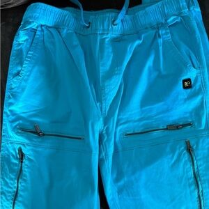 Bright Blue Jogger Pants with Zipper Pockets